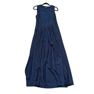 ASOS Maternity Navy Pleated Maxi Dress Size S 100% Polyester Sleeveless